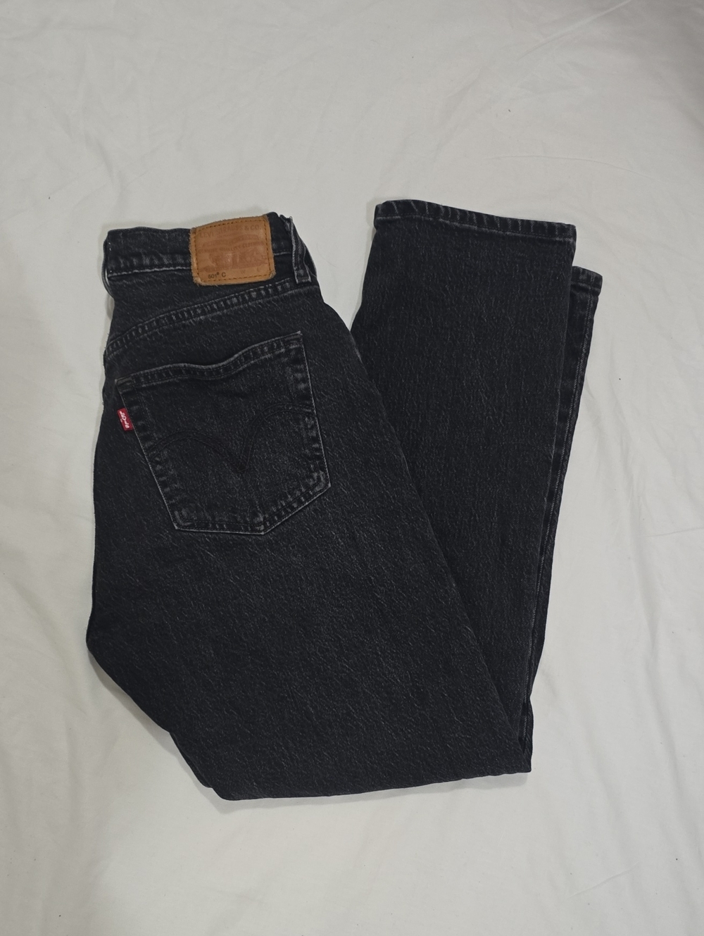 Levi's Black Straight-Leg Jeans with Brown Leather Patch